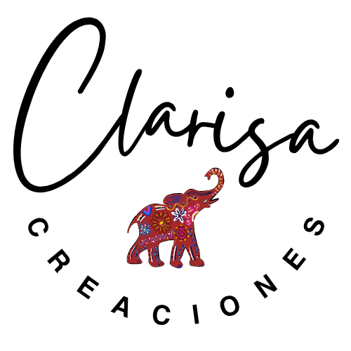 Clarisa Creaciones logo — elephant alebrije